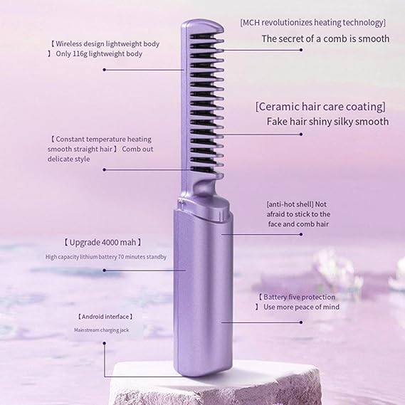 Wireless Travel Comb Hair Straightener